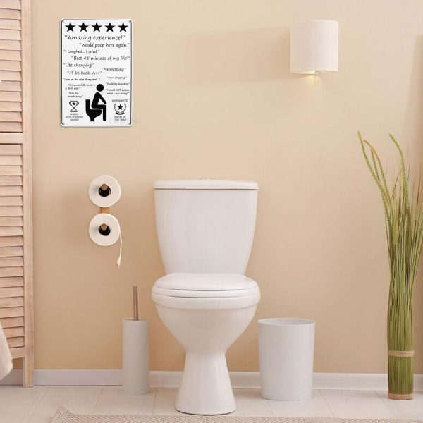 Would Poop Here Again - Funny Five Star Rating Bathroom Sign Decor - Indoor Outhouse Bathroom Door Wall Art