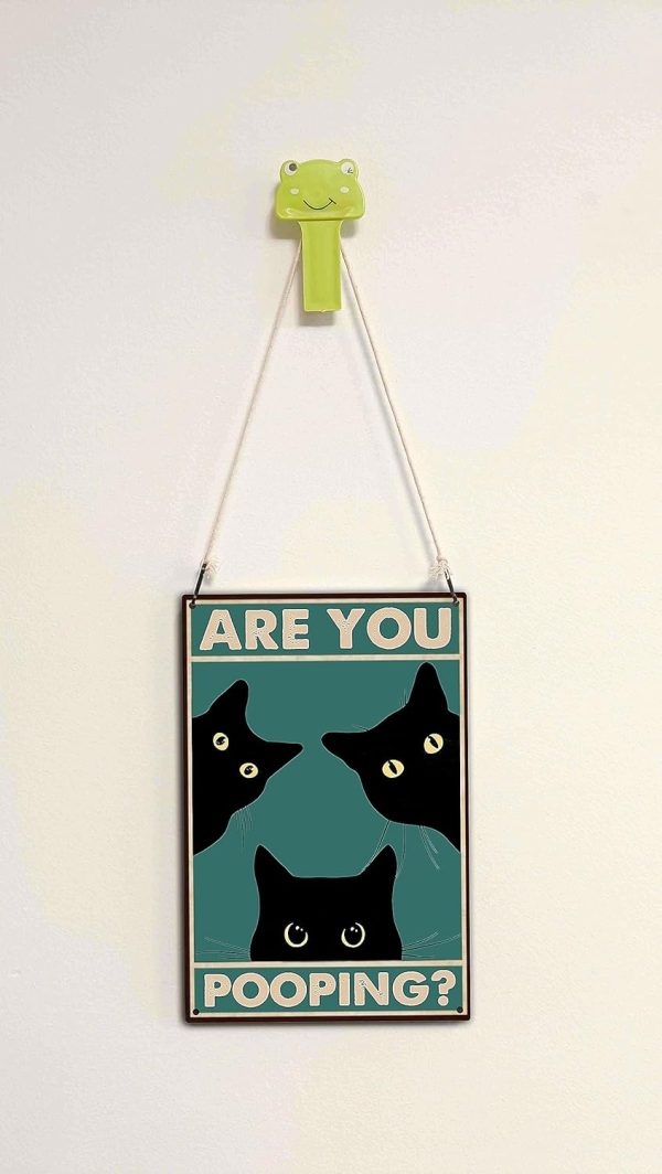 Black Cat Are You Pooping Funny Tin Signs Bathroom Wall Decor