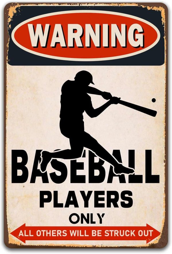 Boys Room Wall Decor Warning Baseball Players Only Sign Funny Baseball Gifts For Boys