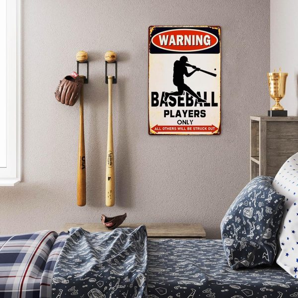 Boys Room Wall Decor Warning Baseball Players Only Sign Funny Baseball Gifts For Boys