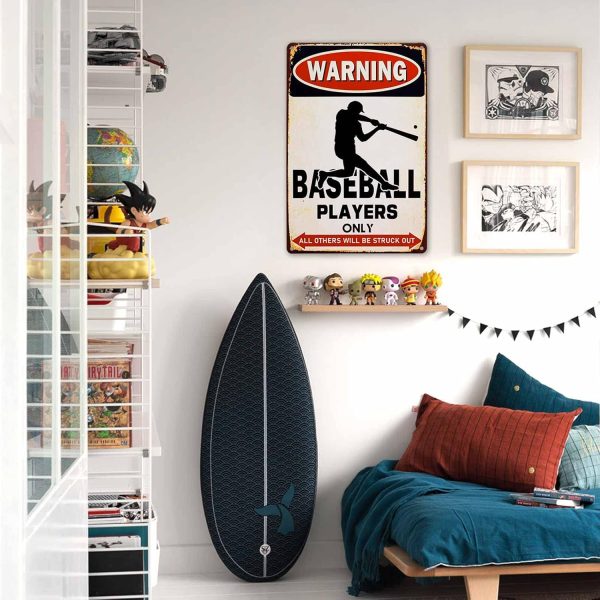 Boys Room Wall Decor Warning Baseball Players Only Sign Funny Baseball Gifts For Boys