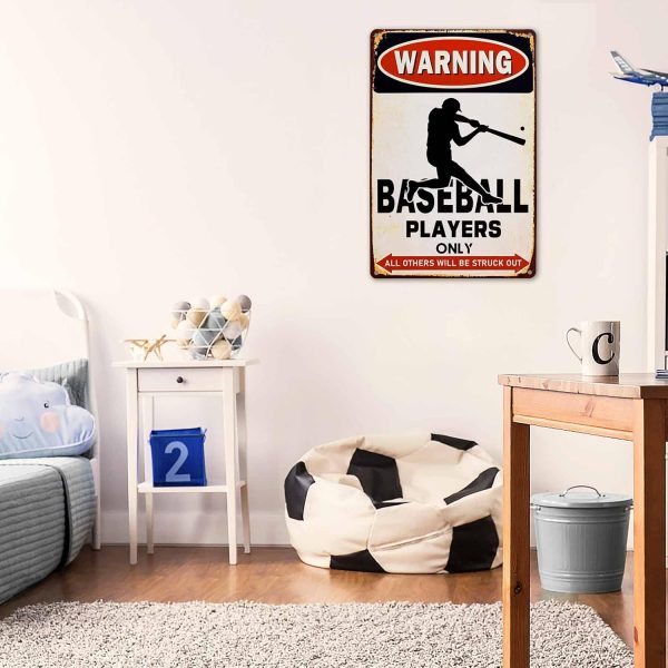 Boys Room Wall Decor Warning Baseball Players Only Sign Funny Baseball Gifts For Boys