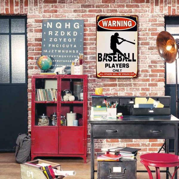 Boys Room Wall Decor Warning Baseball Players Only Sign Funny Baseball Gifts For Boys