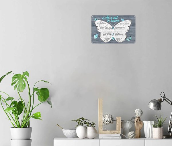 As I Sit In Heaven Butterfly Tin Sign Sympathy Memorial Gift for Home Living Room Bedroom Wall Decor