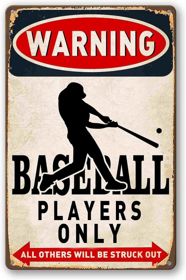 Boy's Baseball Gifts Baseball Poster Warning Baseball Players Only Sign Boys Room Decorations For Bedroom