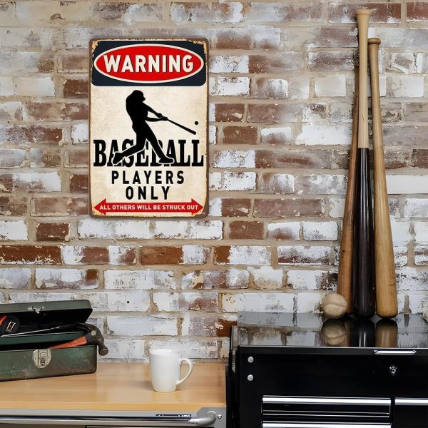 Boy's Baseball Gifts Baseball Poster Warning Baseball Players Only Sign Boys Room Decorations For Bedroom