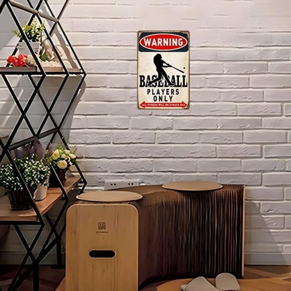 Boy's Baseball Gifts Baseball Poster Warning Baseball Players Only Sign Boys Room Decorations For Bedroom