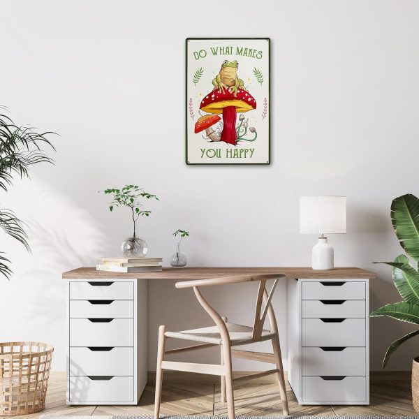 Funny Mushroom Decor Frog Decor Do What Makes You Happy Sign - Cute House, Home, Bedroom, Kitchen, Bathroom, Forest Room Nature Wall Decor