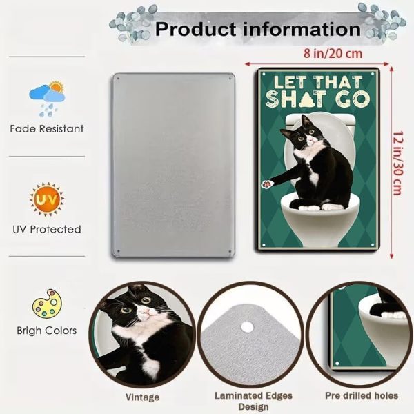 Funny Cat Bathroom Sign Let That Go Tin Sign For Bathroom Toilet Wall Decor