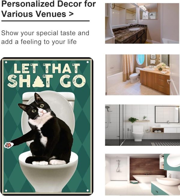 Funny Cat Bathroom Sign Let That Go Tin Sign For Bathroom Toilet Wall Decor