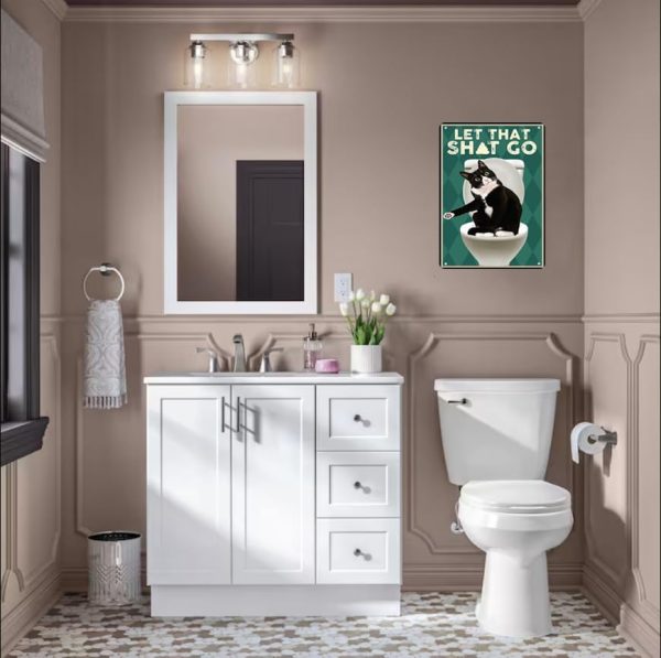 Funny Cat Bathroom Sign Let That Go Tin Sign For Bathroom Toilet Wall Decor