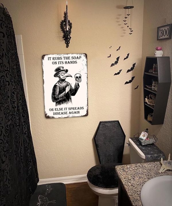 Funny Gothic Bathroom Sign Goth Bathroom Wall Decor - Wash Your Hands Sign