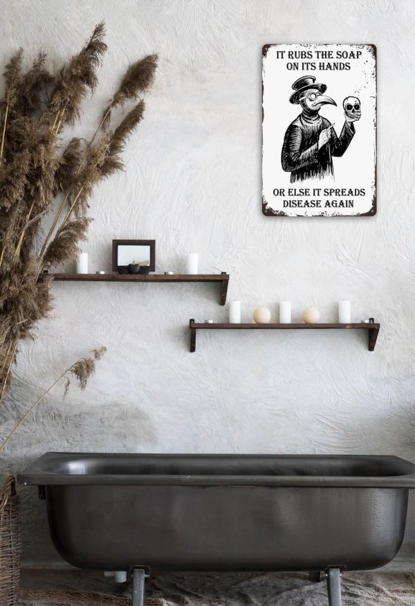 Funny Gothic Bathroom Sign Goth Bathroom Wall Decor - Wash Your Hands Sign