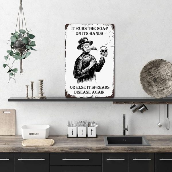 Funny Gothic Bathroom Sign Goth Bathroom Wall Decor - Wash Your Hands Sign