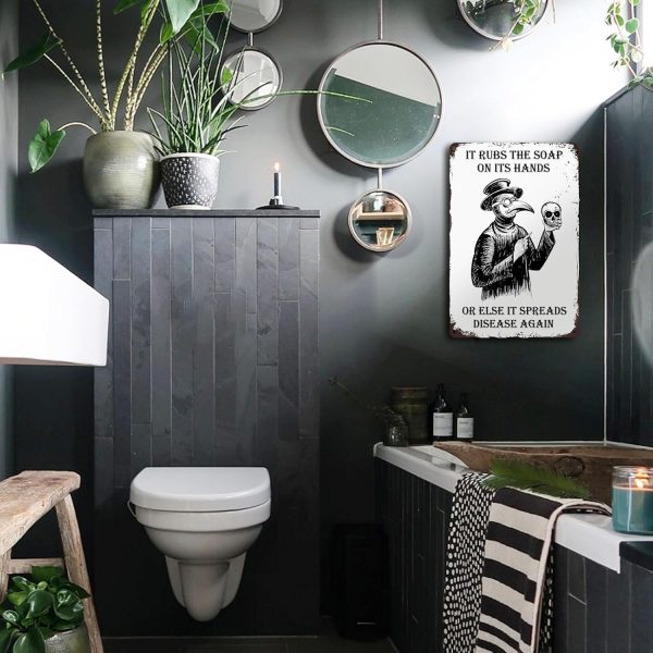 Funny Gothic Bathroom Sign Goth Bathroom Wall Decor - Wash Your Hands Sign