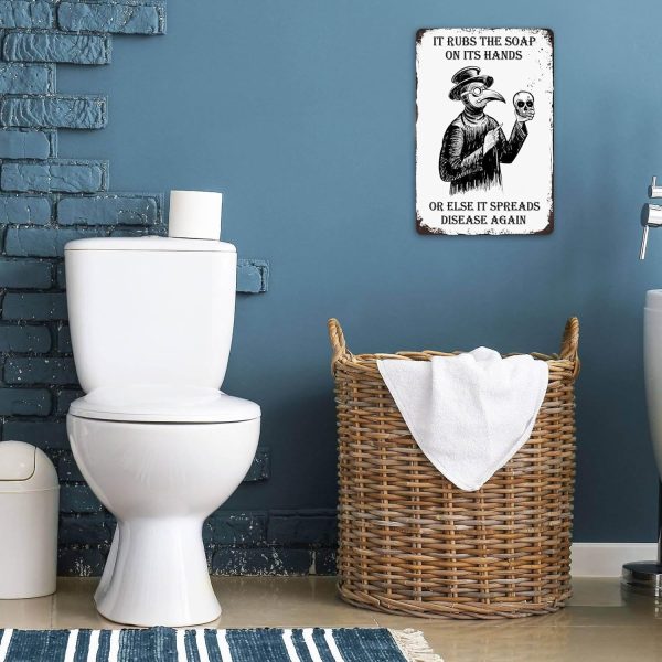 Funny Gothic Bathroom Sign Goth Bathroom Wall Decor - Wash Your Hands Sign