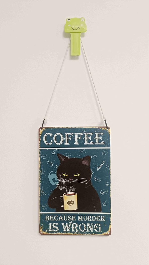 Funny Black Cat Prefer Coffee Signs For Kitchen, Coffee Bar, Coffee Nook, Corner Coffee Station Accessories Decor