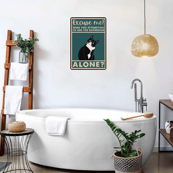 Funny Cat Bathroom Sign Tuxedo Cat Were You Attempting To Use The Bathroom Alone Tin Sign for Bathroom Toilet Wall Decor