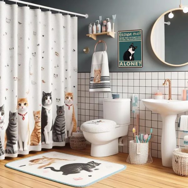 Funny Cat Bathroom Sign Tuxedo Cat Were You Attempting To Use The Bathroom Alone Tin Sign for Bathroom Toilet Wall Decor