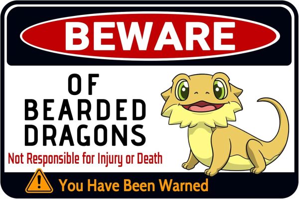 Beware of Bearded Dragons Sign for Bearded Dragon Tank Cage Decor - Gift for Dragon Lover