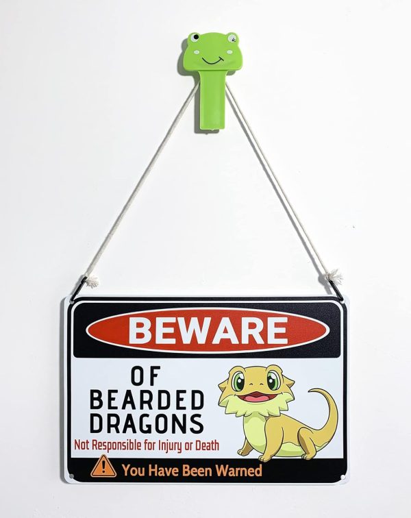 Beware of Bearded Dragons Sign for Bearded Dragon Tank Cage Decor - Gift for Dragon Lover