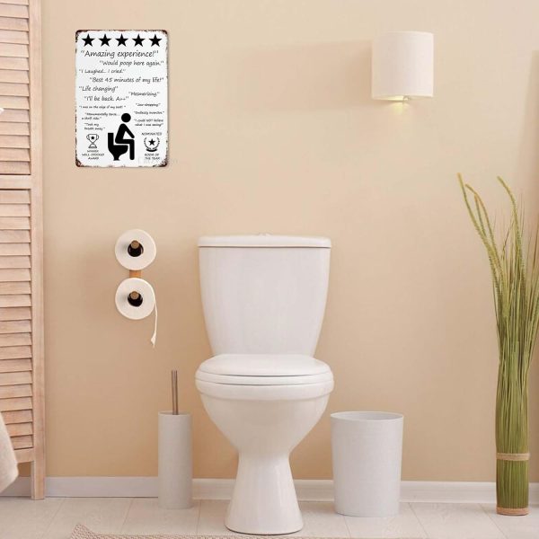 Would Poop Here Again - Funny Five Star Rating Bathroom Sign Decor - Indoor Outhouse Bathroom Door Wall Art