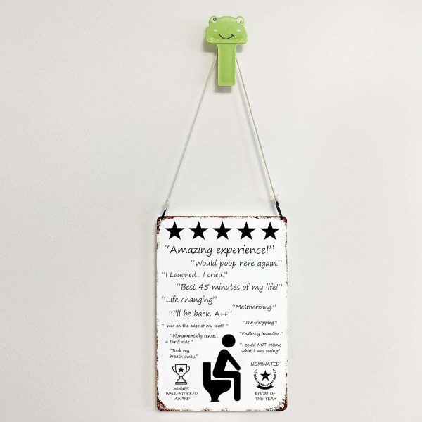 Would Poop Here Again - Funny Five Star Rating Bathroom Sign Decor - Indoor Outhouse Bathroom Door Wall Art