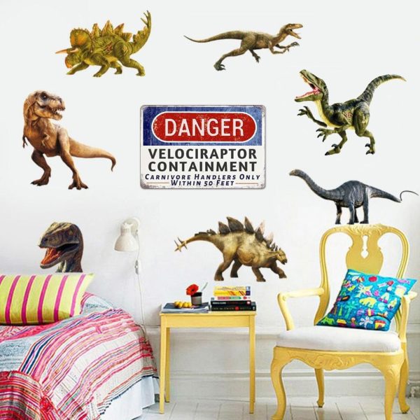 Danger Velociraptor Containment Warning Sign Dinosaur Park Movie Memorabilia Decor