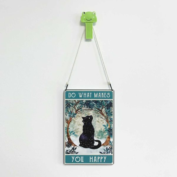 Do What Makes You Happy Vintage Sign Cat Wall Decor Cat Lovers Gifts For Women, Girls