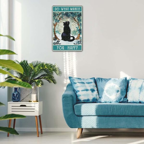 Do What Makes You Happy Vintage Sign Cat Wall Decor Cat Lovers Gifts For Women, Girls