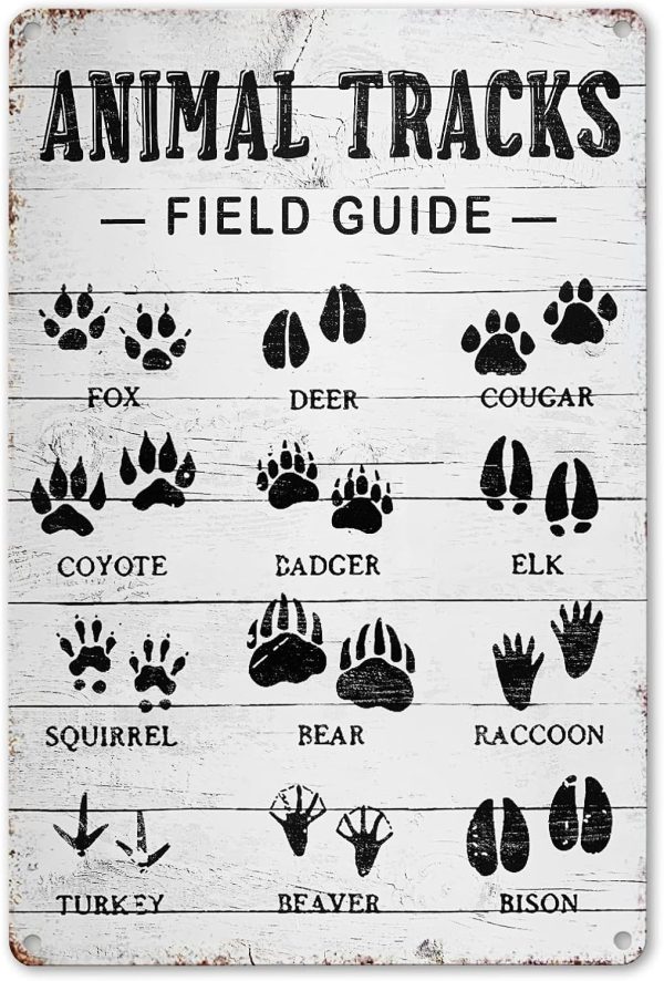 Animal Tracks Field Guide Sign Log Cabin Wall Decor, Forest Hunting Decor, Boy Nursery Decor