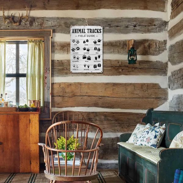 Animal Tracks Field Guide Sign Log Cabin Wall Decor, Forest Hunting Decor, Boy Nursery Decor