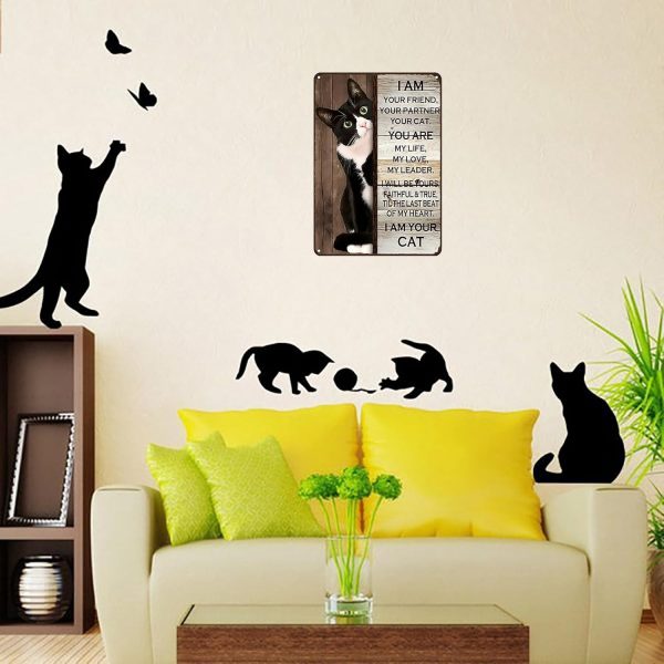 Funny Cat Lovers Gift I Am Your Friend Your Partner Your Cat Vintage Metal Sign for Home Bedroom Living Room Wall Decor