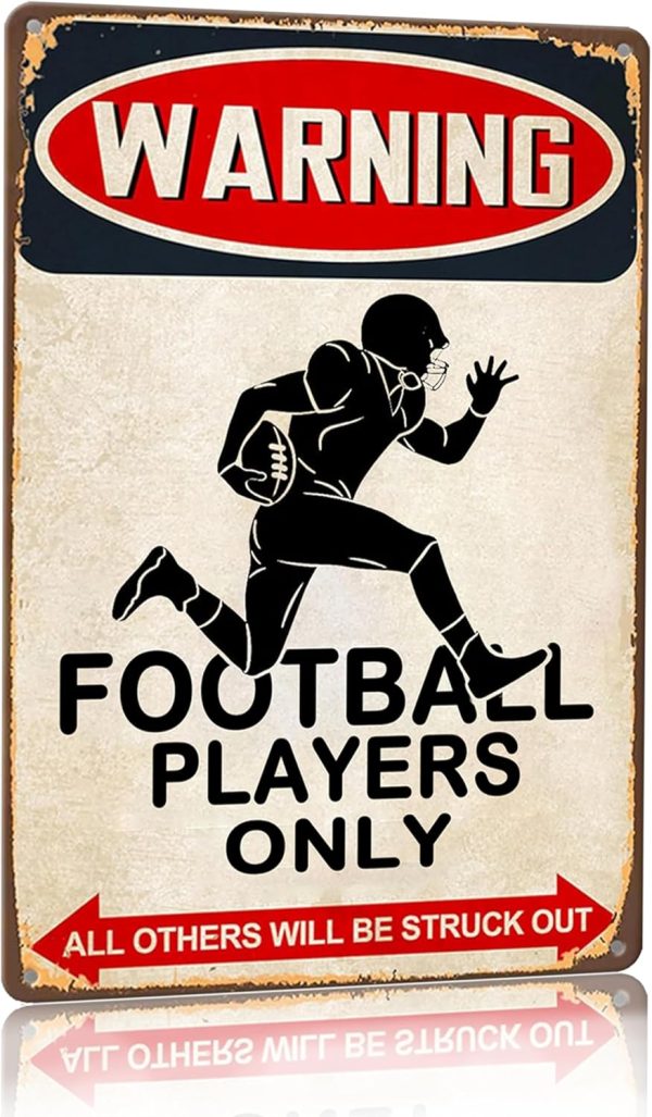 Funny Football Gifts for Boys Room Man Cave Wall Decor Football Players Only Tin Sign