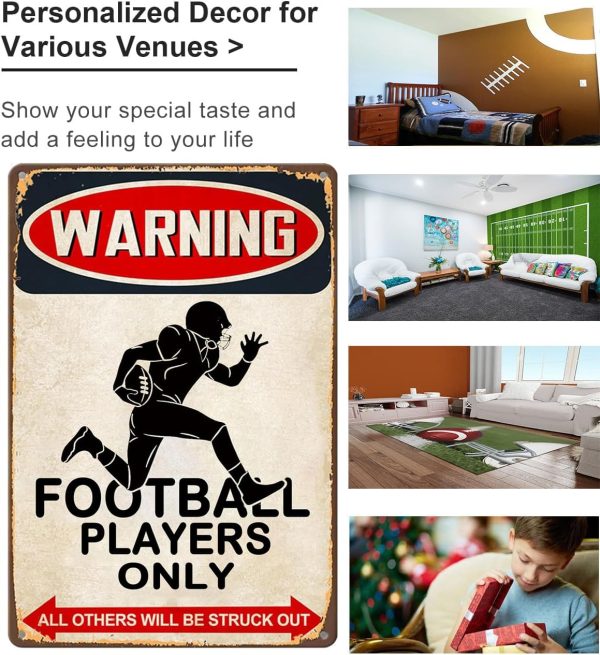 Funny Football Gifts for Boys Room Man Cave Wall Decor Football Players Only Tin Sign