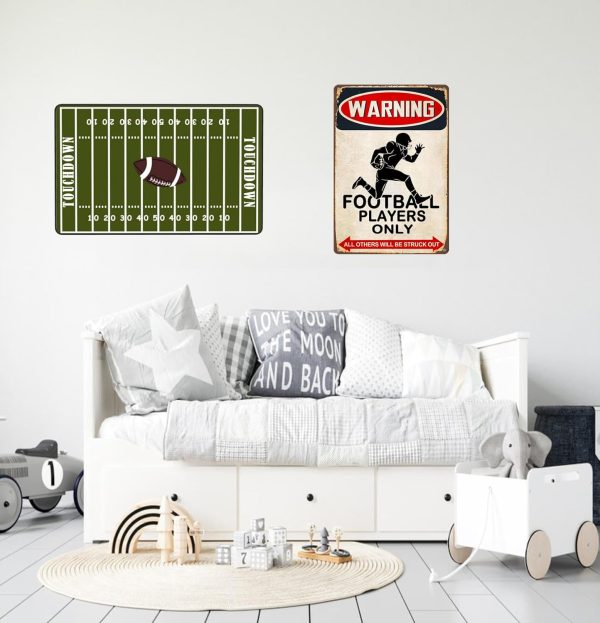 Funny Football Gifts for Boys Room Man Cave Wall Decor Football Players Only Tin Sign