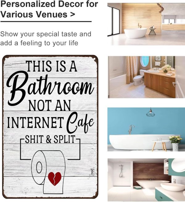 Funny Sarcastic Bathroom Toilet Decor Sign This Is A Bathroom Not An Internet Cafe Quotes Wall Art Vintage Tin Sign