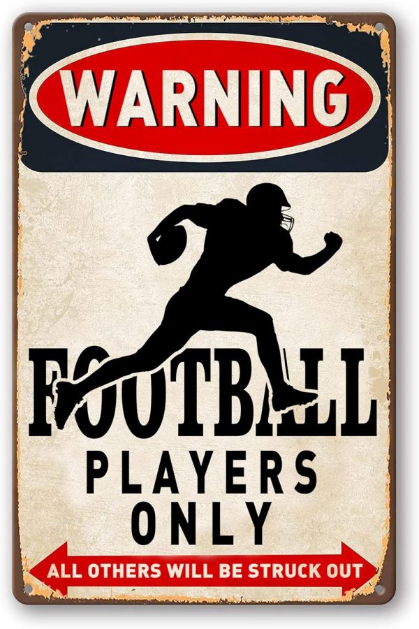 Funny Football Gifts Boys Room Wall Decor Football Players Only Tin Sign