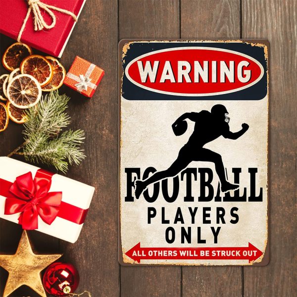 Funny Football Gifts Boys Room Wall Decor Football Players Only Tin Sign