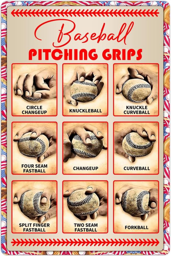 Boy's Baseball Gifts Baseball Pitching Grips Sign Boys Room Decorations For Bedroom,Gift for baseball enthusiasts（9602）