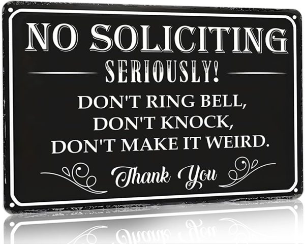 Bestylez No Soliciting Sign Please Do Not Ring Bell or Knock Vintage Metal Sign for House Office Front Door Porch Yard Wall Decor