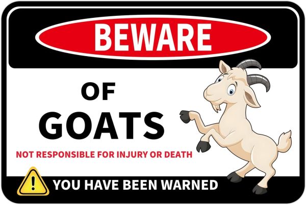 Bestylez Funny Goat Signs Outside Goat Decor for Shelter,Shed,Barn,Yard - Goat Gifts for Goat Lovers - Beware of Goat Sign