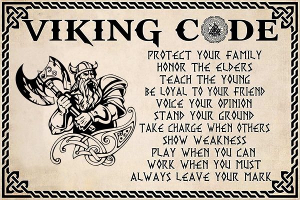 Bestylez Viking Gifts For Men Viking Code Sign Viking Wall Decor For Home Bar 8x12 inches