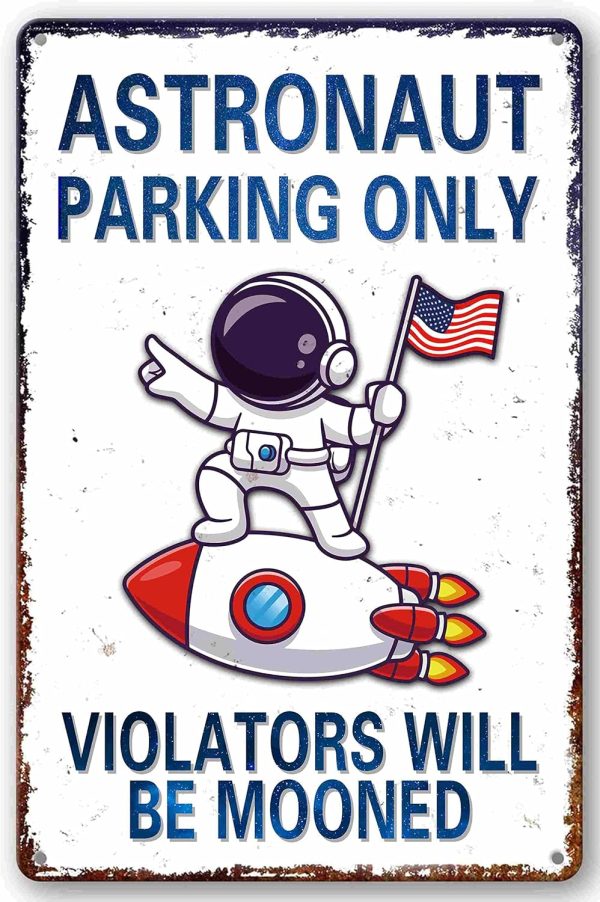 Bestylez Kids Space Gifts Astronaut Decor Outer Space Decor For Boy's Room, Bedroom, Nursery, Bathroom - Astronaut Parking Only Sign, （934)